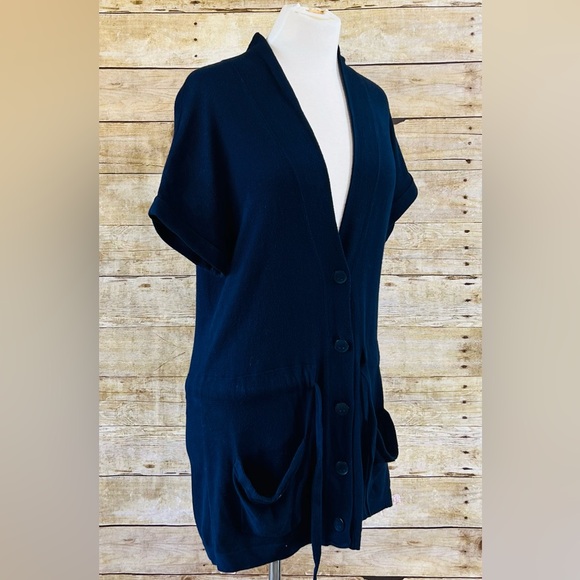 Ann Taylor Size Small Navy Blue Button-Up Cardigan - Picture 4 of 8